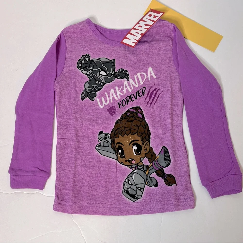 Marvel Black Panther Shuri Purple Wakanda Forever Snug Fit Pajama Set 4T New